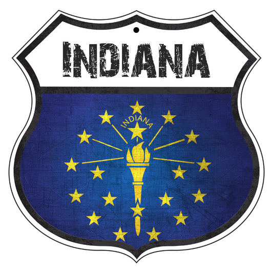 Indiana Flag Shield Sign