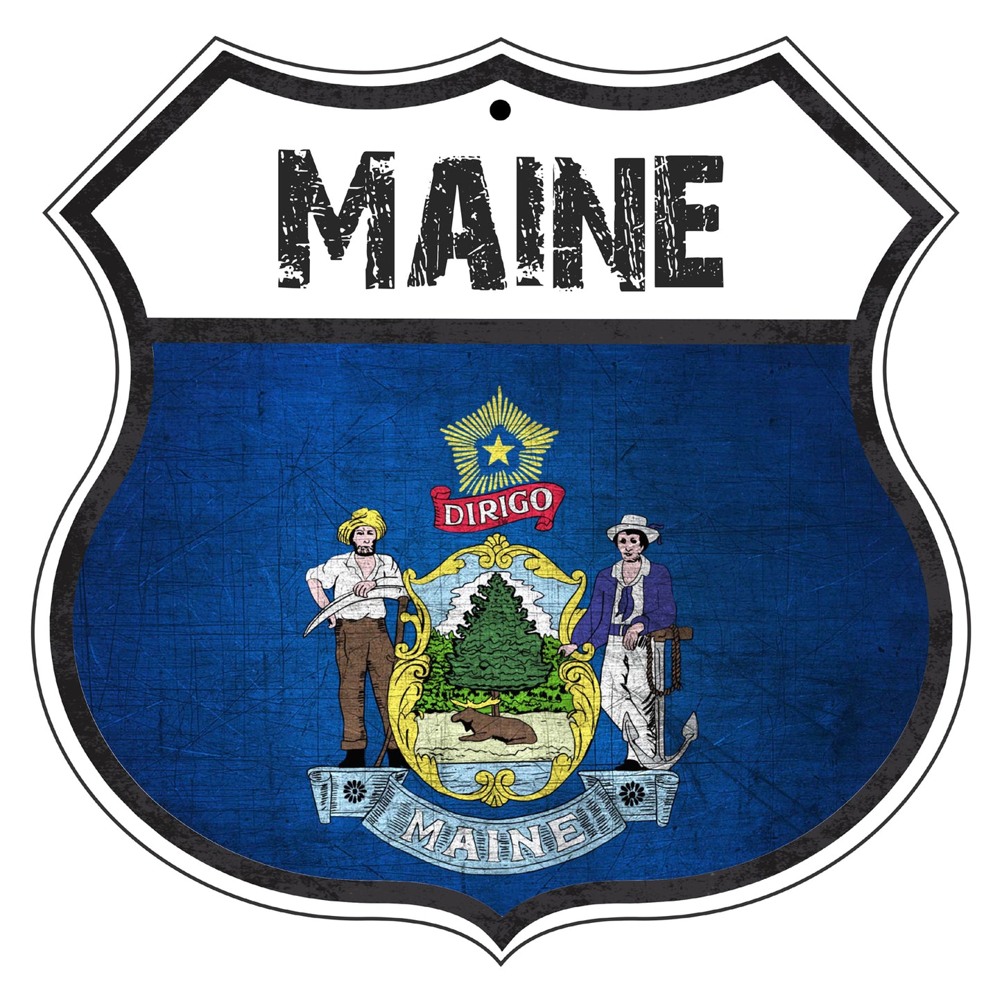 Maine Flag Shield Sign