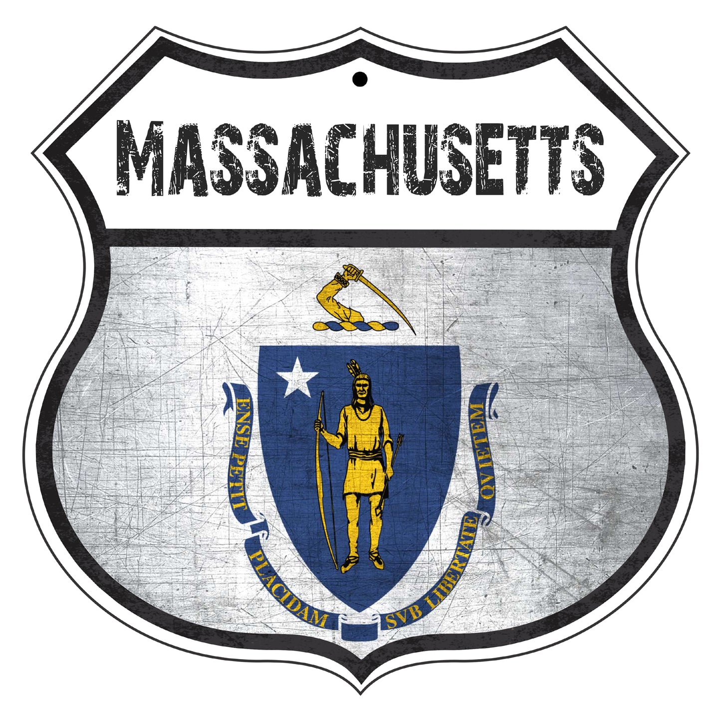 Massachusetts Flag Shield Sign