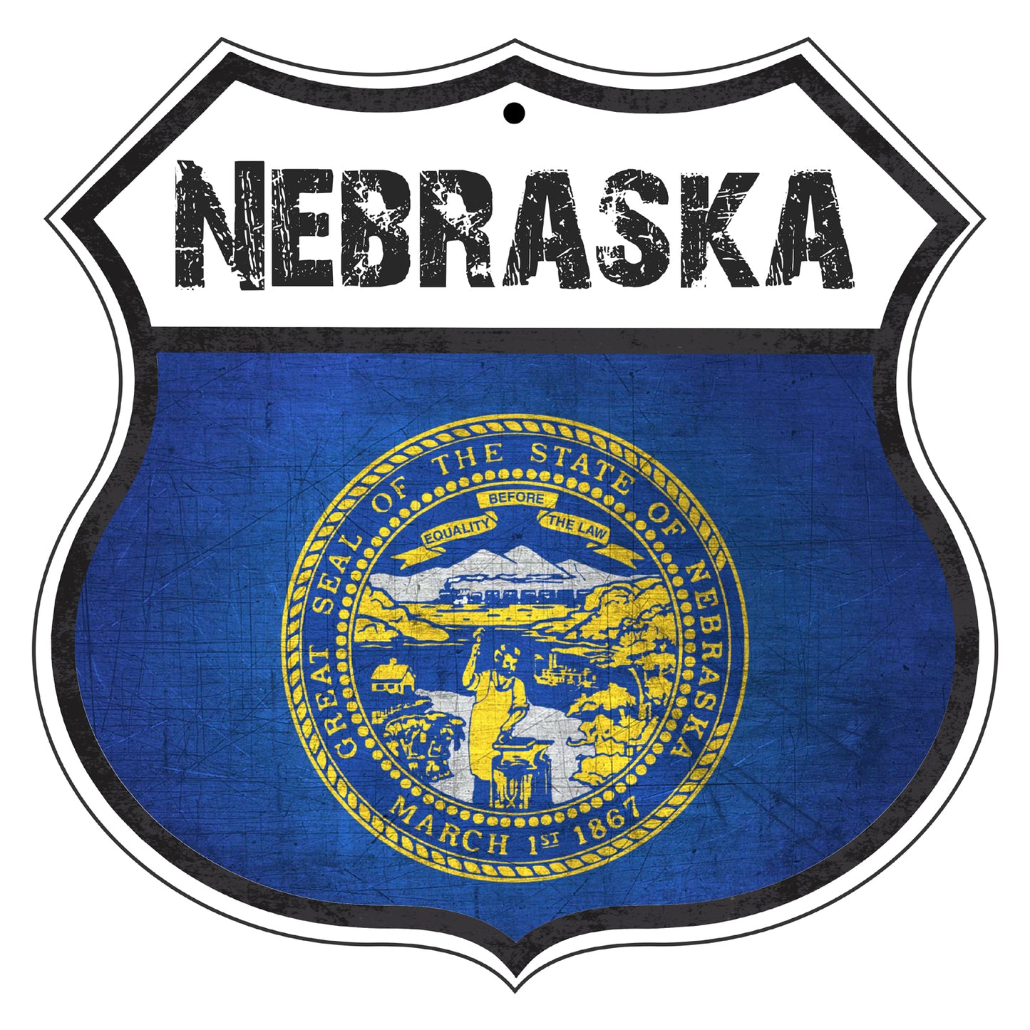 Nebraska Flag Shield Sign