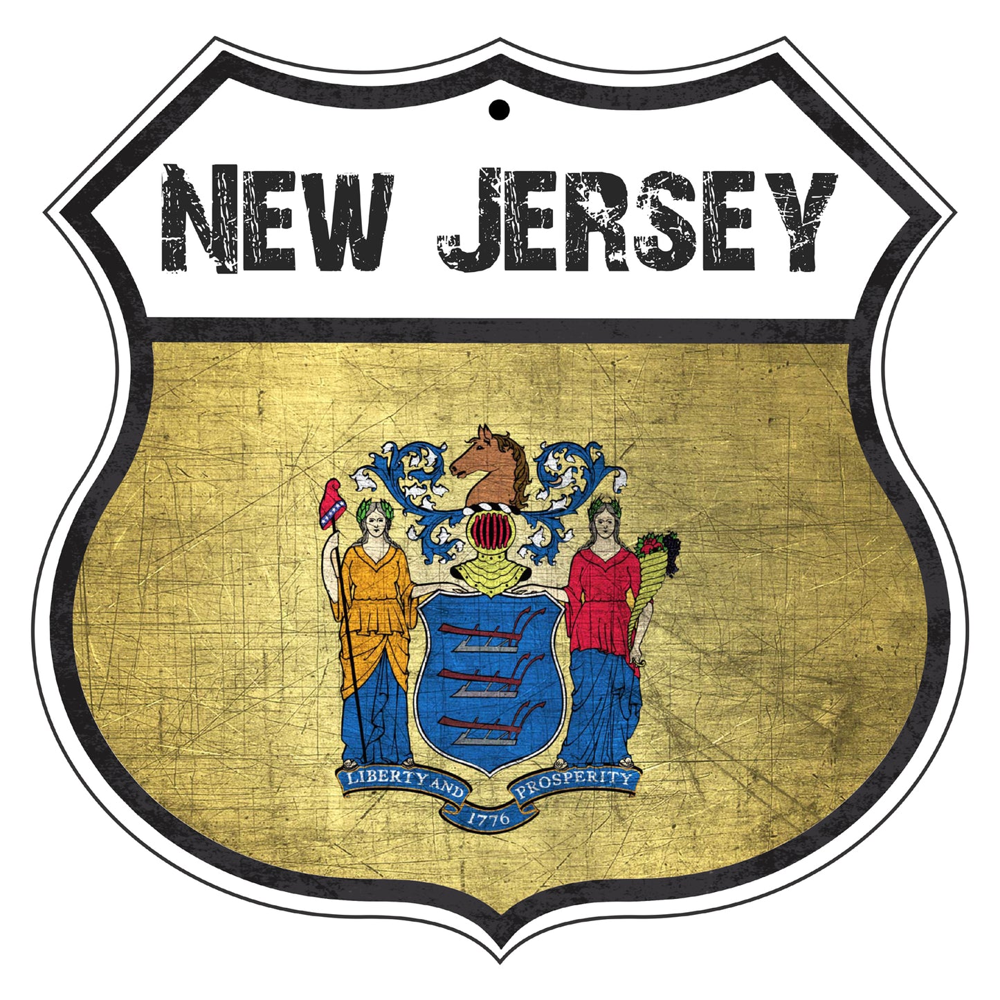 New Jersey Flag Shield Sign