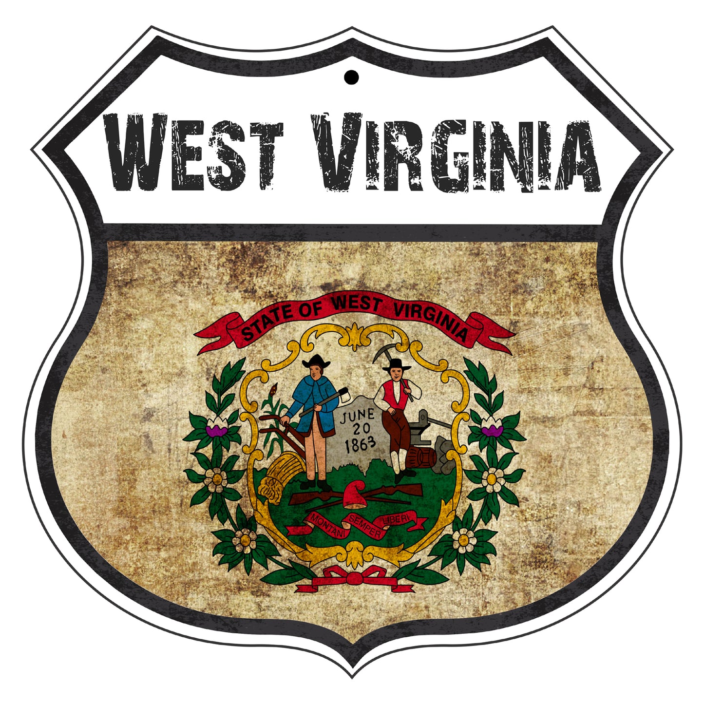 West Virginia Flag Shield Sign
