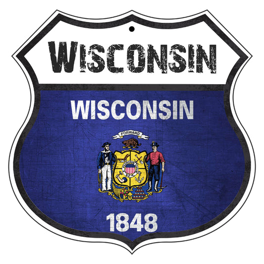 Wisconsin Flag Shield Sign