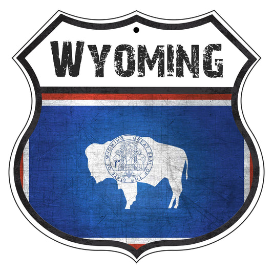 Wyoming Flag Shield Sign