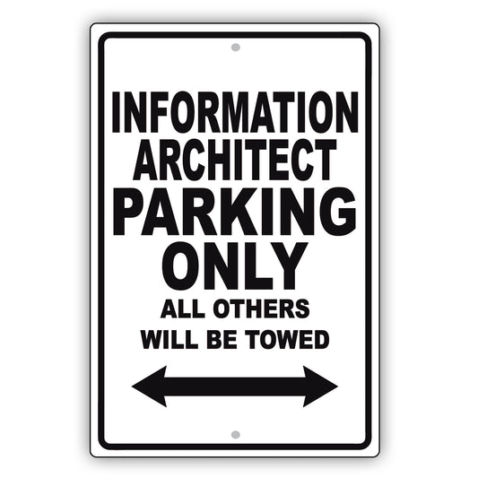 Information Architect Parking Only All Others Will Be Towed Aluminum Metal Sign Plate
