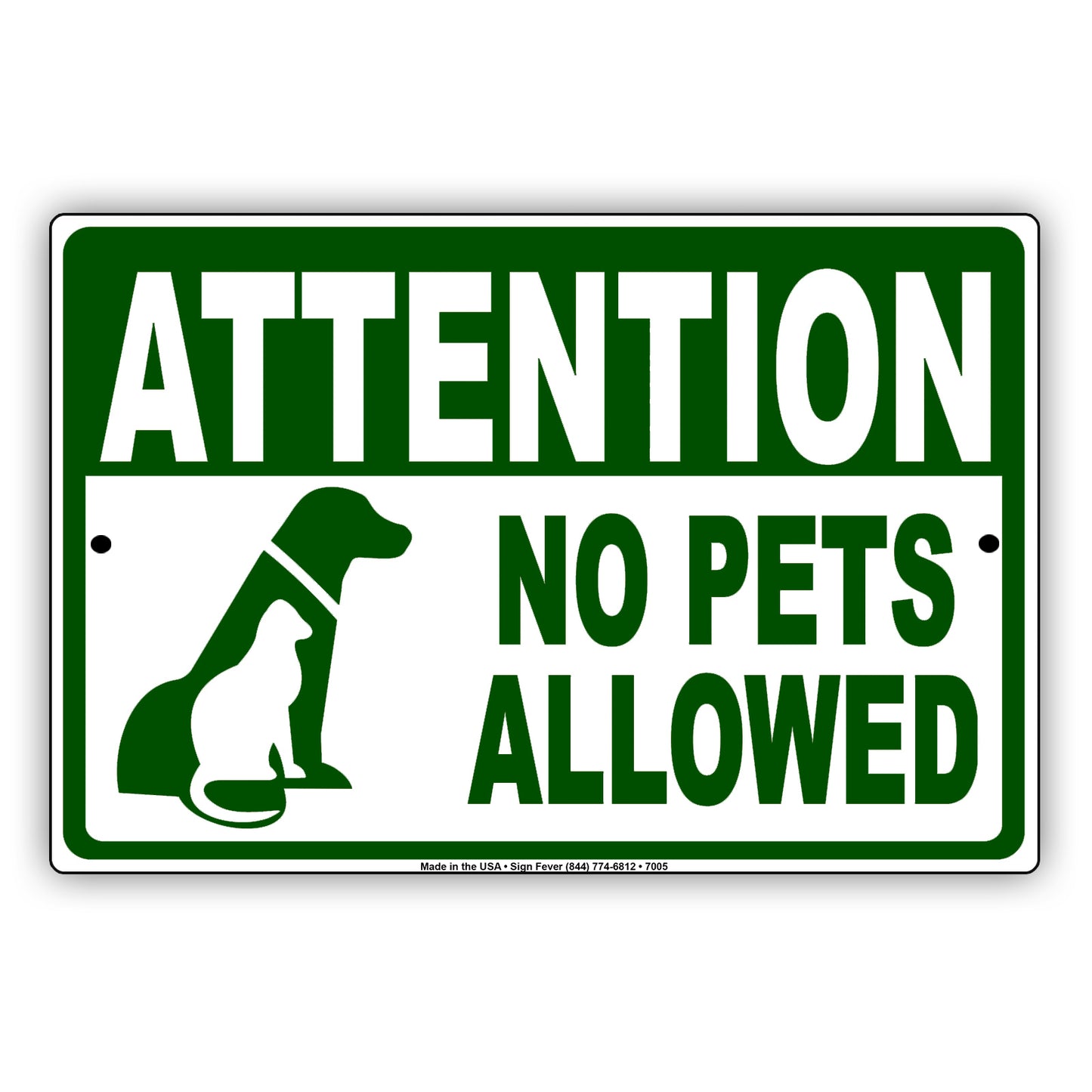 Attention No Pets Allowed Private Property Restriction Aluminum Metal Sign Plate