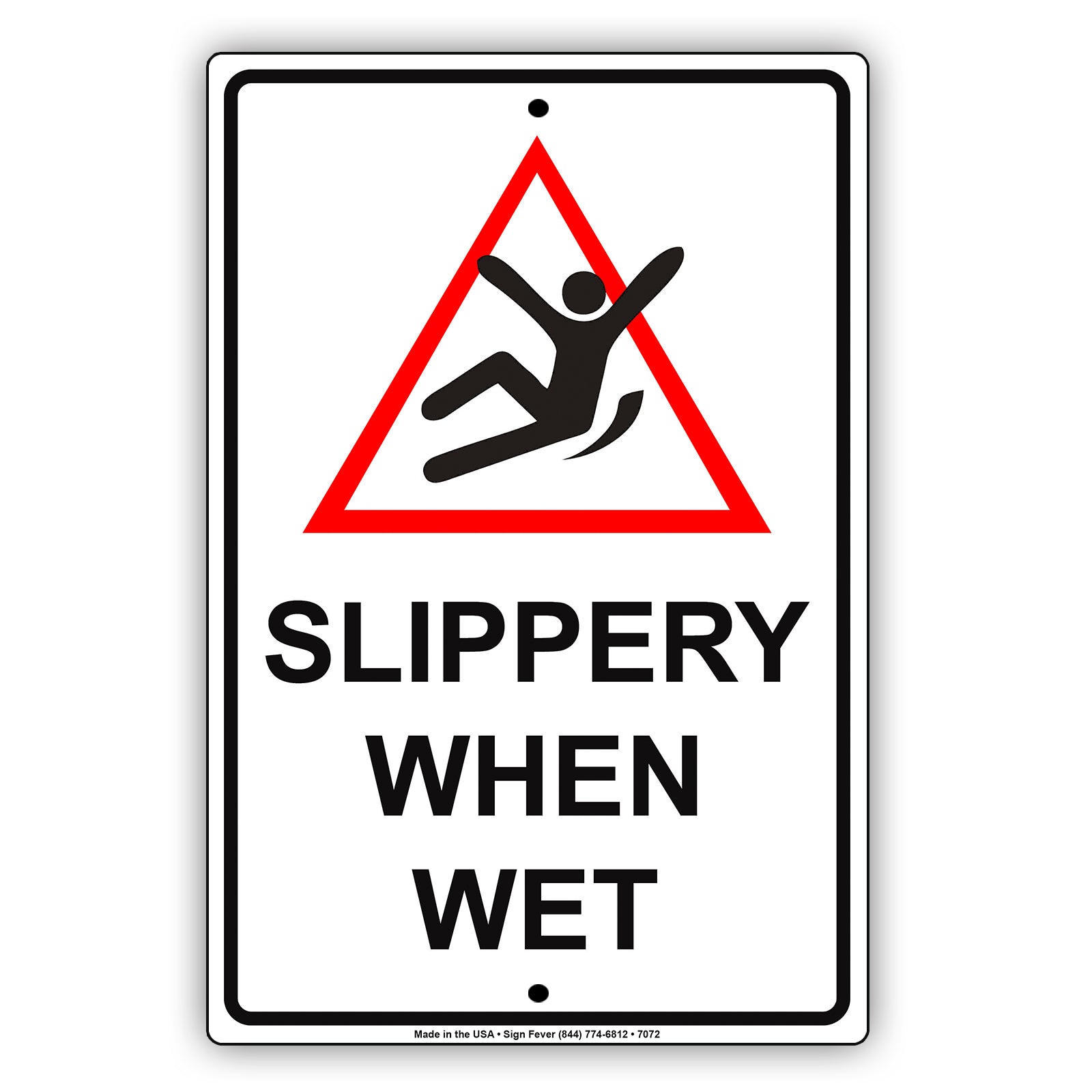Slippery When Wet Danger Aluminum Metal Sign Plate