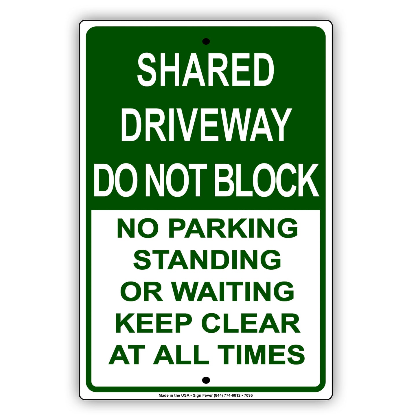 Shared Driveway Do Not Block No Parking Standing Or Waiting Keep Clear At All Times Alert Aluminum Metal Sign Plate