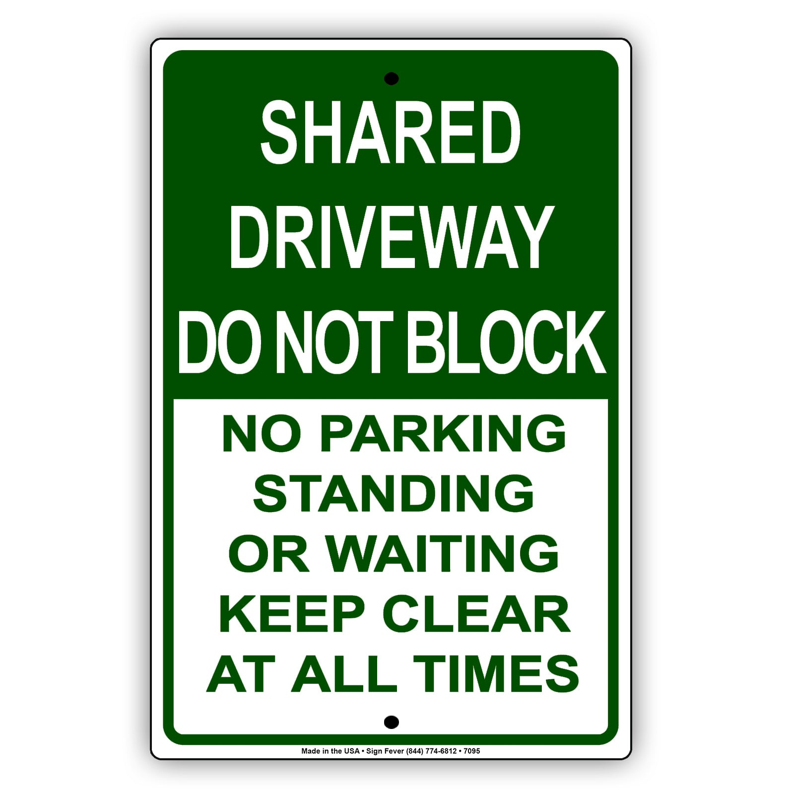 Shared Driveway Do Not Block No Parking Standing Or Waiting Keep Clear At All Times Alert Aluminum Metal Sign Plate