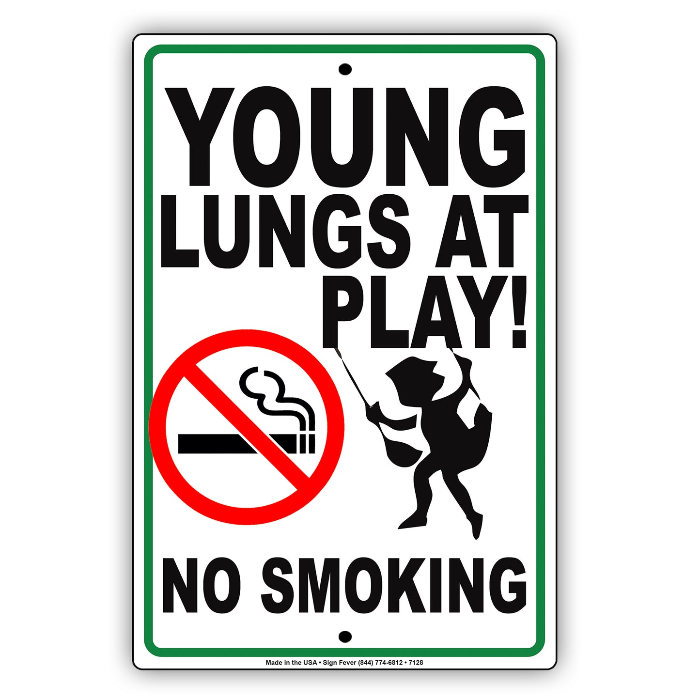 Young Lungs At Play No Smoking Notice Alert Warning Restricted Aluminum Metal Sign Plate