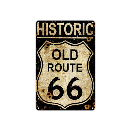 Historic Old Route 66 Highway Interstate Road Vintage Retro Decor Wall Art Shop Aluminum