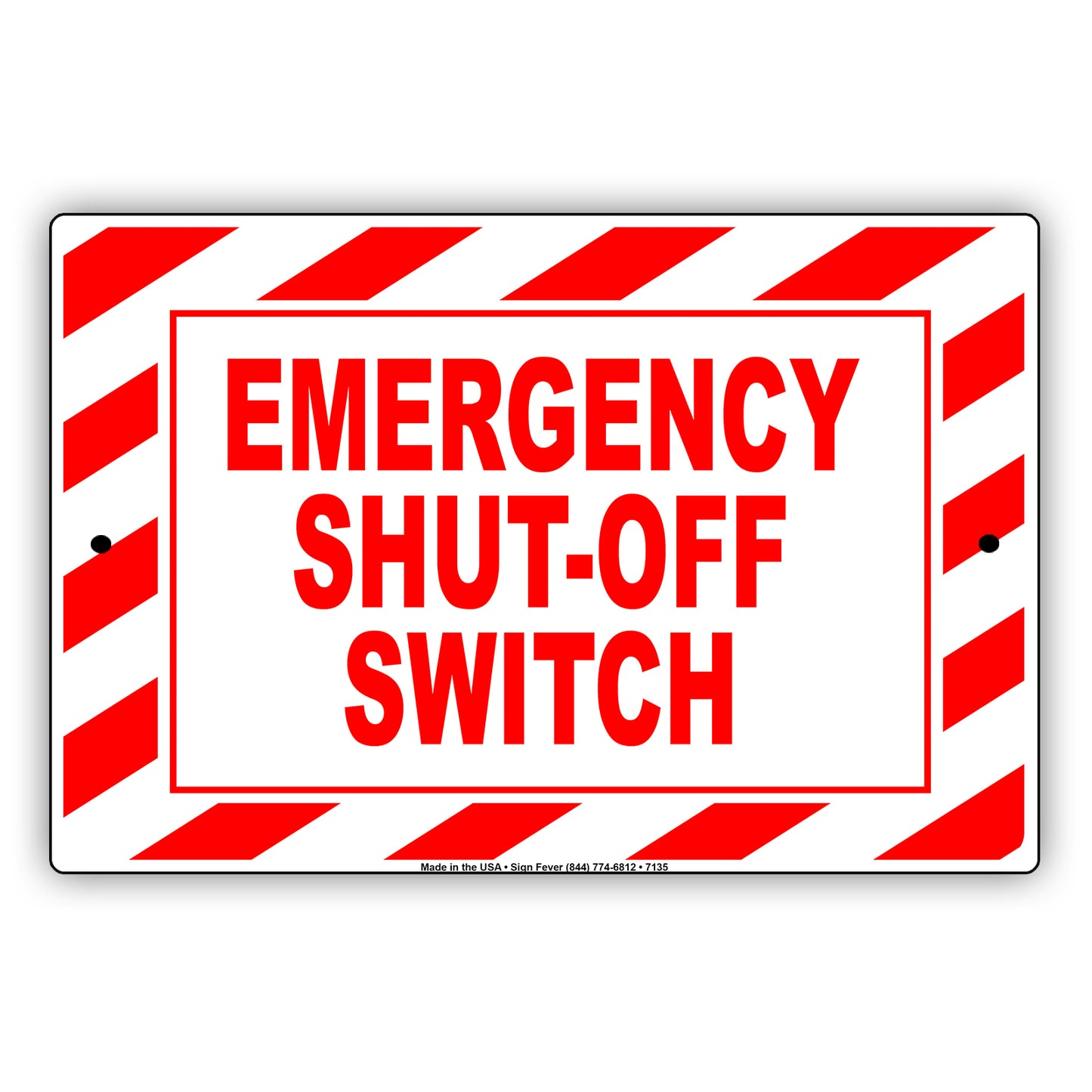 Emergency Shut-Off Swith Warning Alert Policy Notice Danger Rules Aluminum Metal Sign Plate