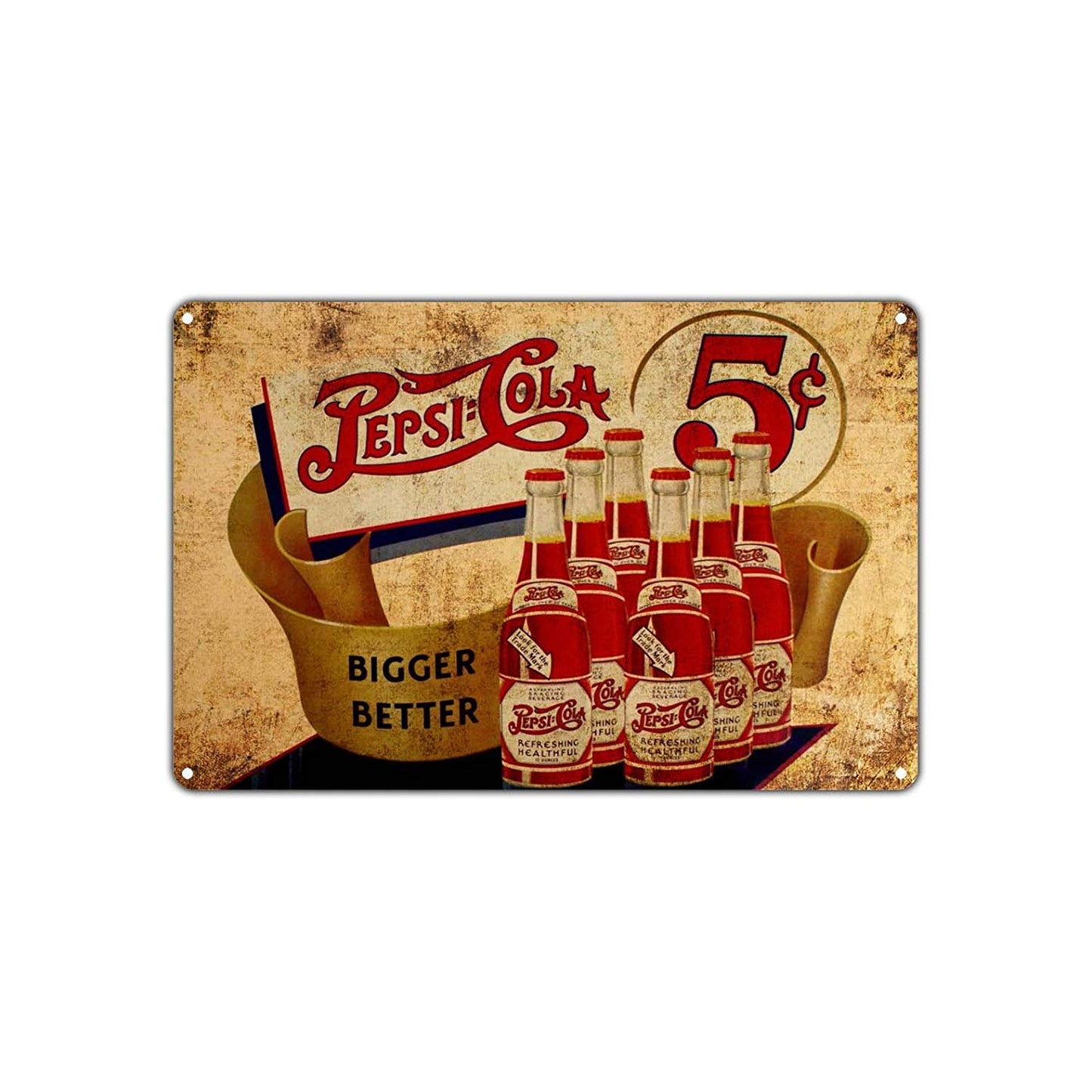 Pepsi Cola Bigger Better Soda Soft Drink Bottle Vintage Retro Wall Decor Art Shop Man Cave Aluminum