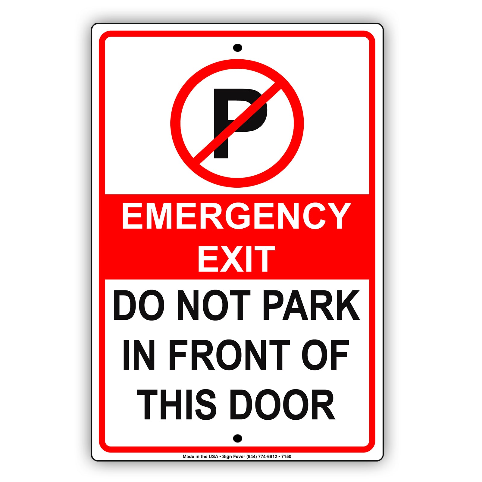 Emergency Exit Do Not Park In Front Of This Door Restriction Aluminum Metal Sign Plate