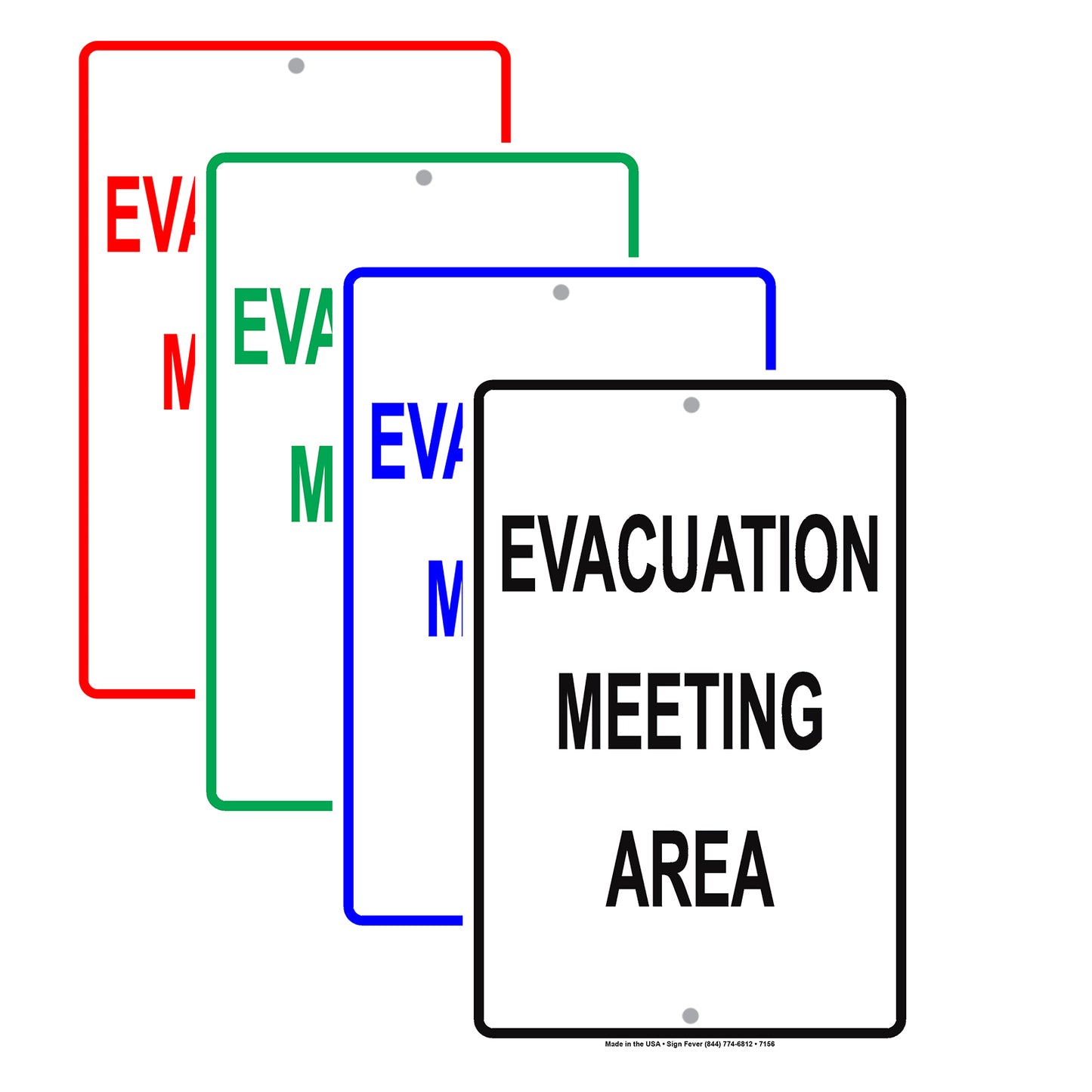 Evacuation Meeting Area Notice Novelty Aluminum Metal Sign Plate