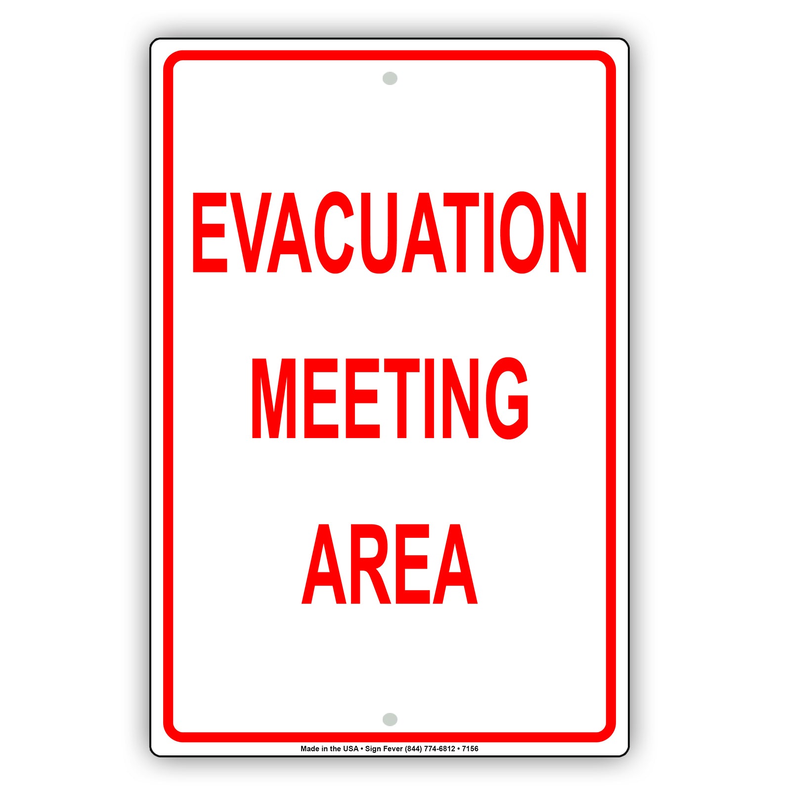 Evacuation Meeting Area Notice Novelty Aluminum Metal Sign Plate