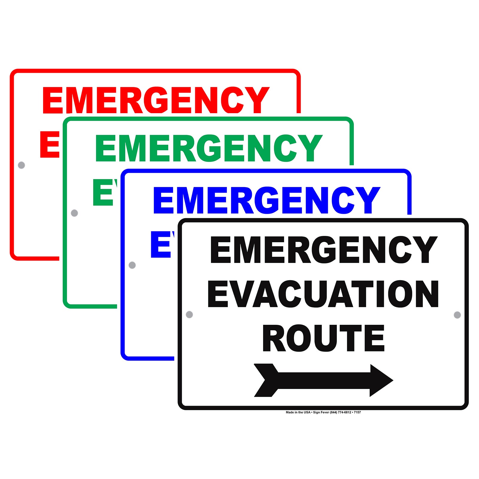 Emergency Evacuation Route Notice Novelty Aluminum Metal Sign Plate