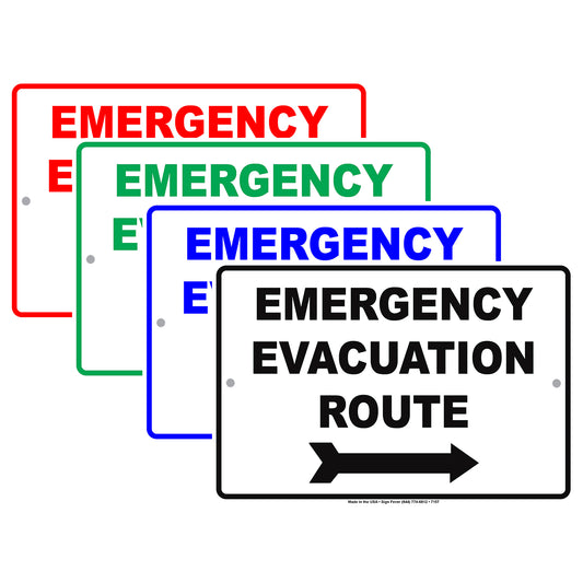 Emergency Evacuation Route Notice Novelty Aluminum Metal Sign Plate