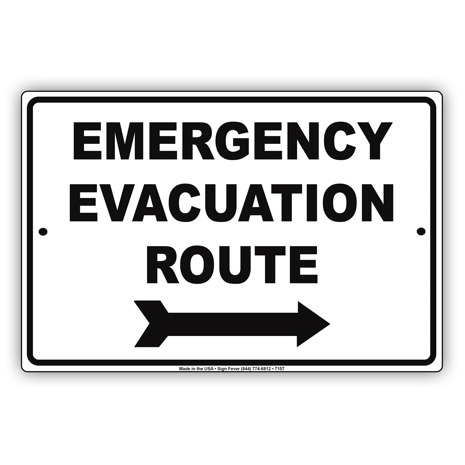 Emergency Evacuation Route Notice Novelty Aluminum Metal Sign Plate