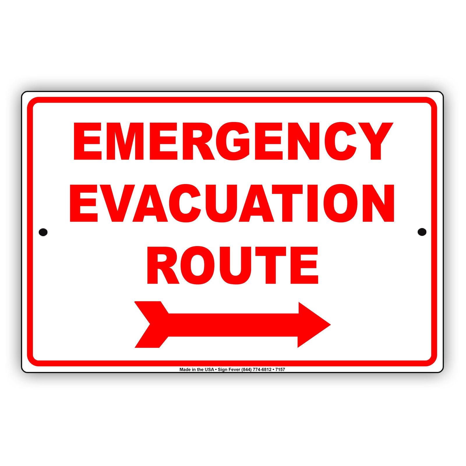Emergency Evacuation Route Notice Novelty Aluminum Metal Sign Plate