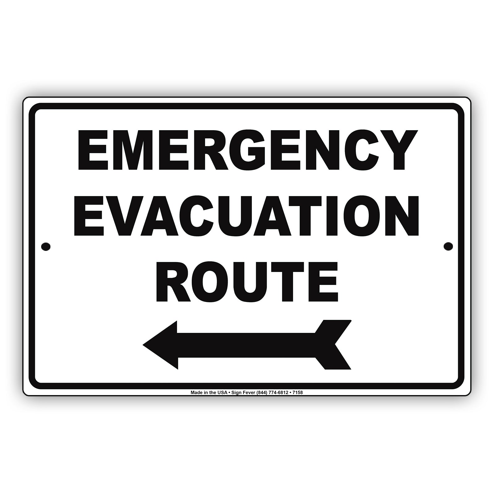 Emergency Evacuation Route Notice Novelty Aluminum Metal Sign Plate