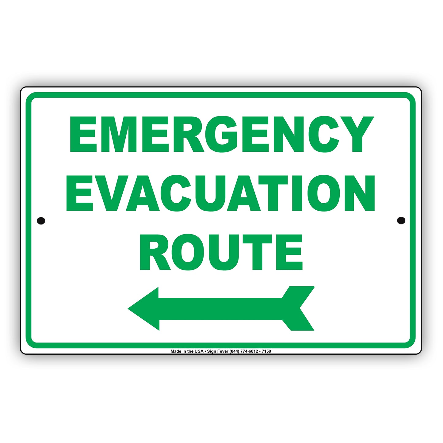 Emergency Evacuation Route Notice Novelty Aluminum Metal Sign Plate