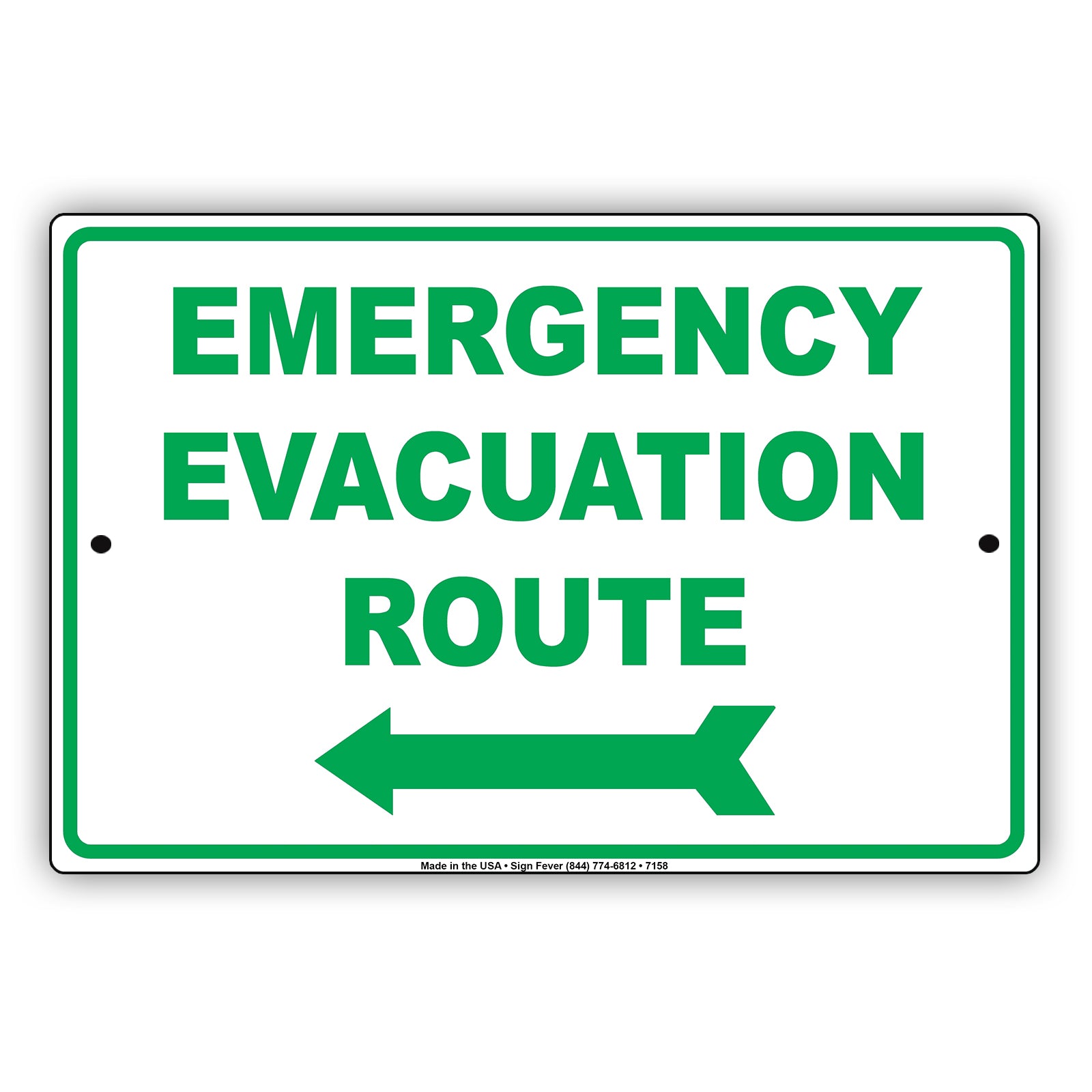 Emergency Evacuation Route Notice Novelty Aluminum Metal Sign Plate