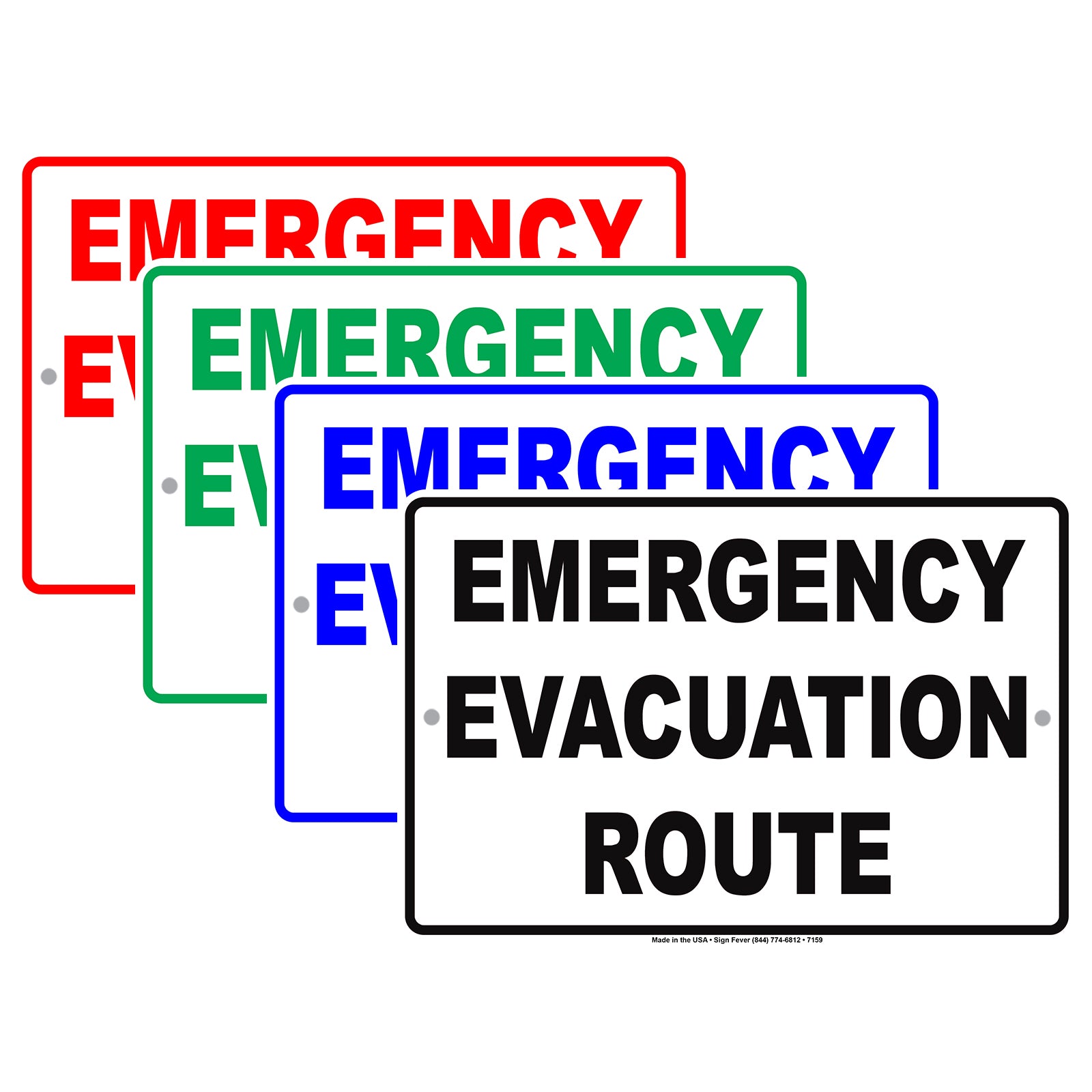 Emergency Evacuation Route Notice Novelty Aluminum Metal Sign Plate