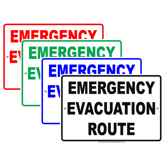 Emergency Evacuation Route Notice Novelty Aluminum Metal Sign Plate