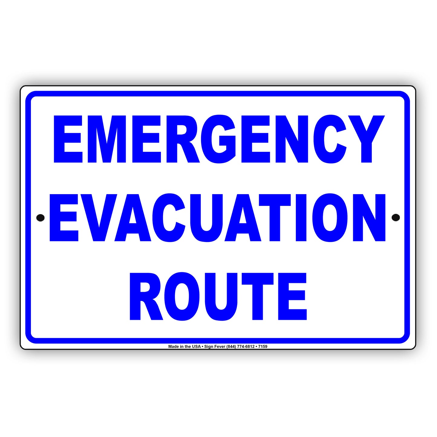 Emergency Evacuation Route Notice Novelty Aluminum Metal Sign Plate