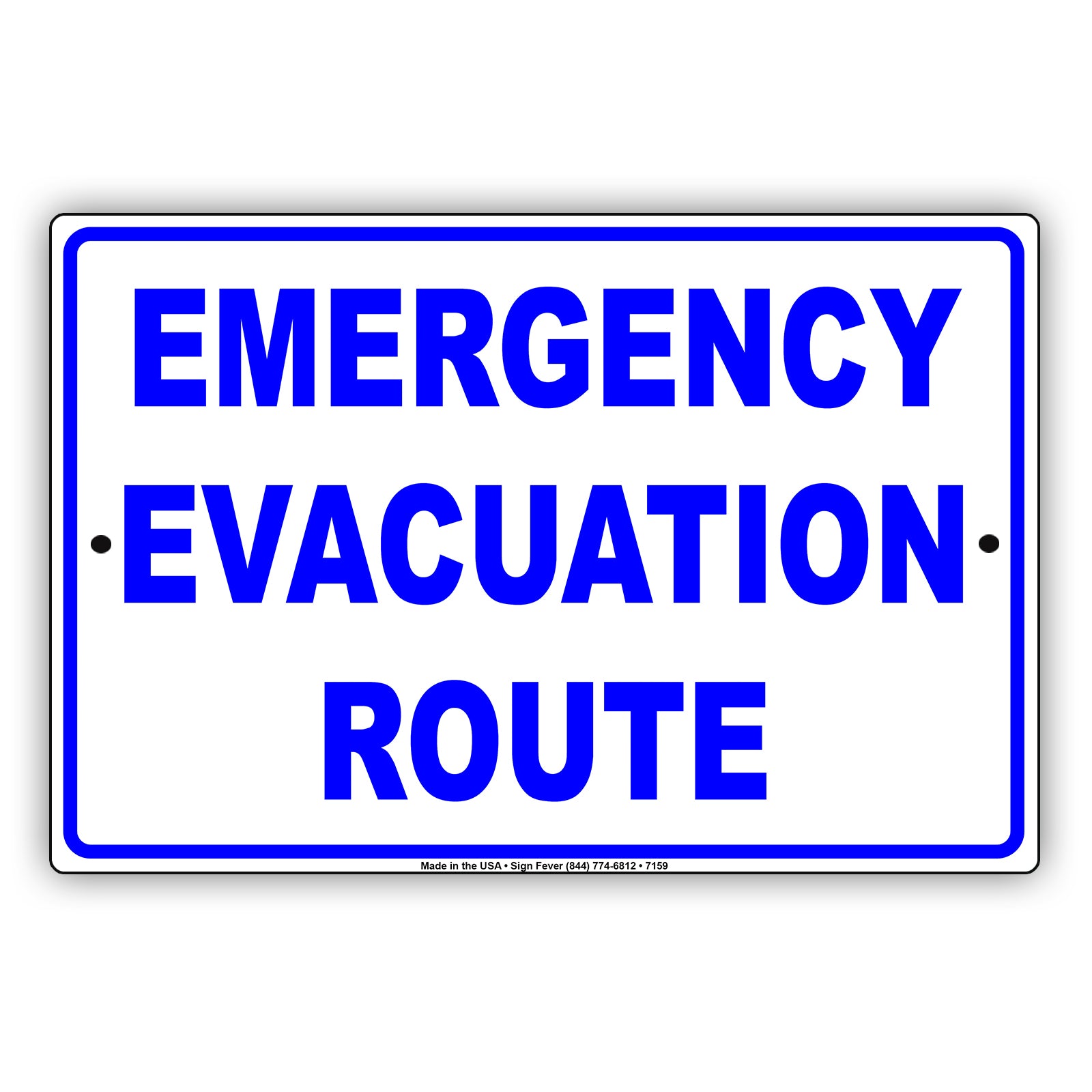 Emergency Evacuation Route Notice Novelty Aluminum Metal Sign Plate