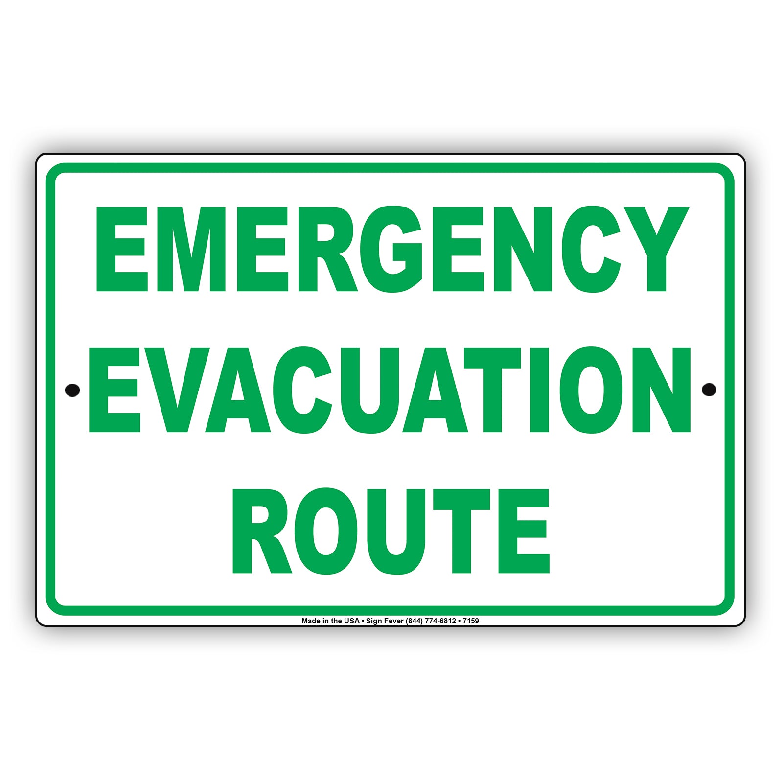 Emergency Evacuation Route Notice Novelty Aluminum Metal Sign Plate