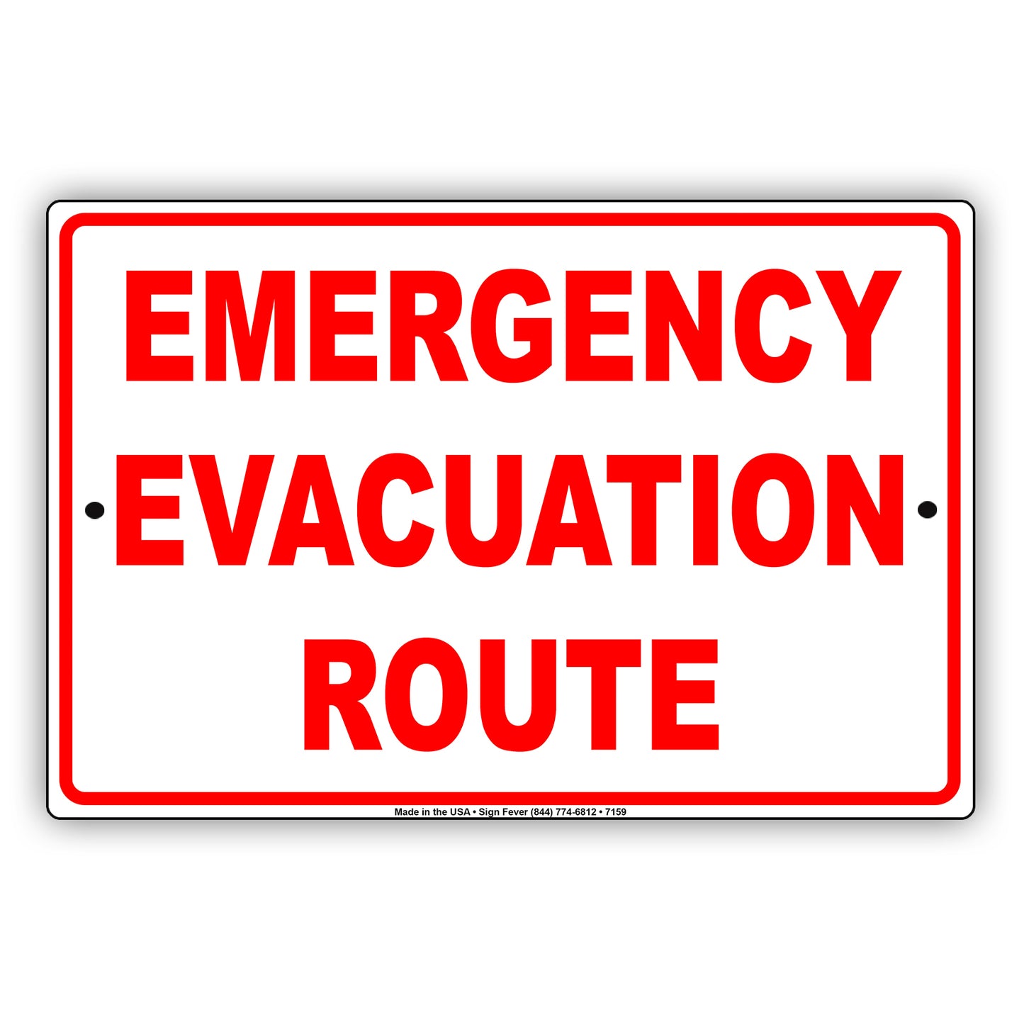 Emergency Evacuation Route Notice Novelty Aluminum Metal Sign Plate