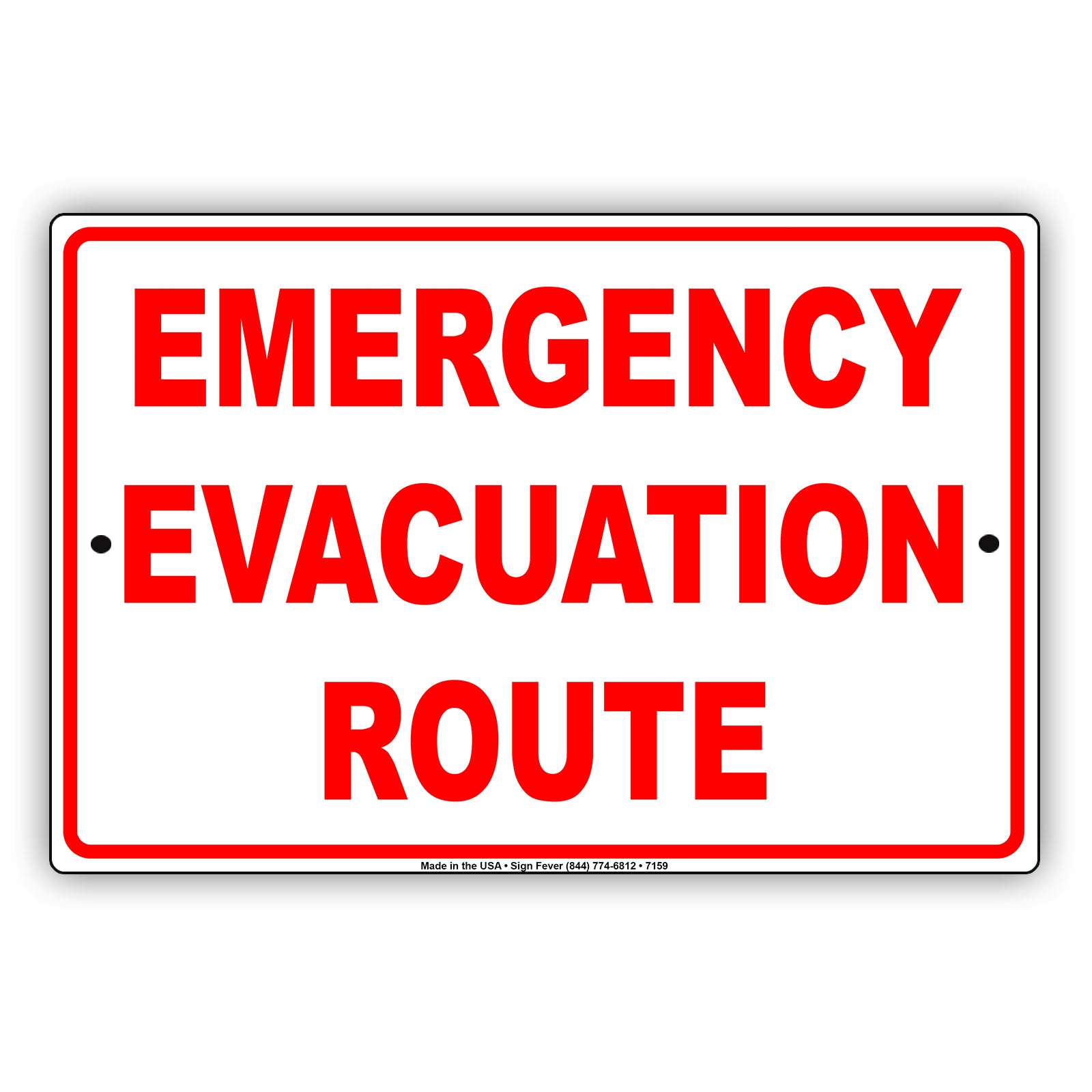Emergency Evacuation Route Notice Novelty Aluminum Metal Sign Plate