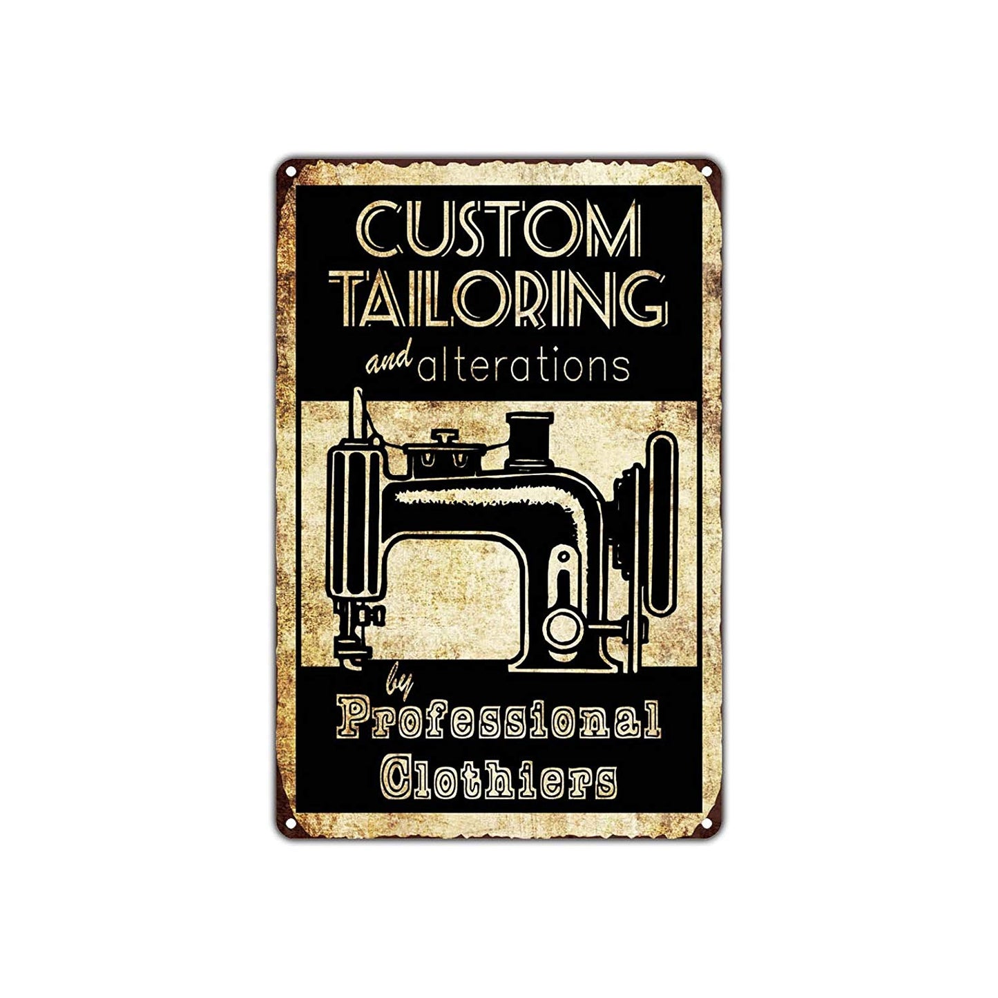 Custom Tailoring & Alterations By Professional Clothiers Vintage Retro Wall Decor Art Shop Aluminum