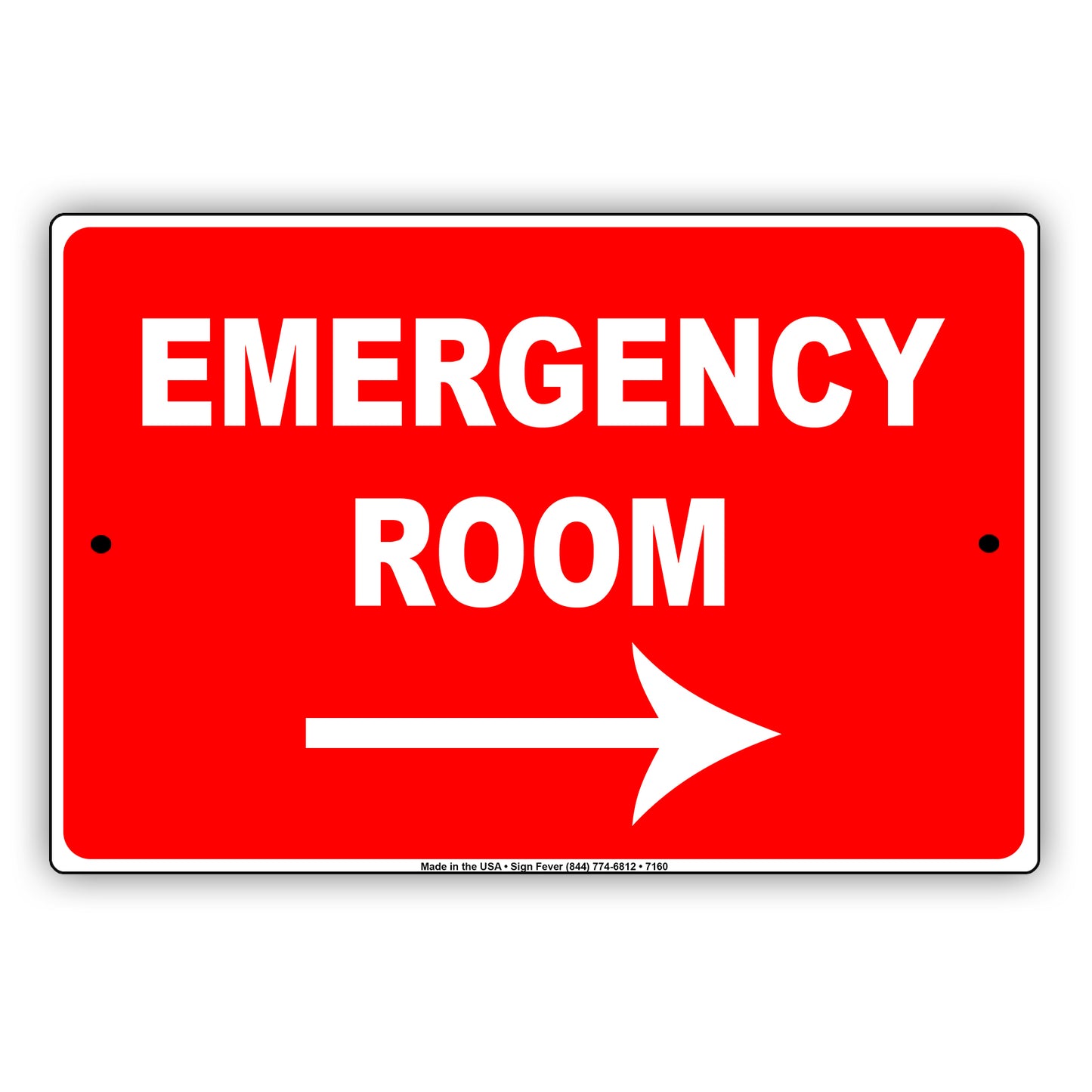 Emergency Room With Right Arrow Hotel Office School Aluminum Metal Sign Plate