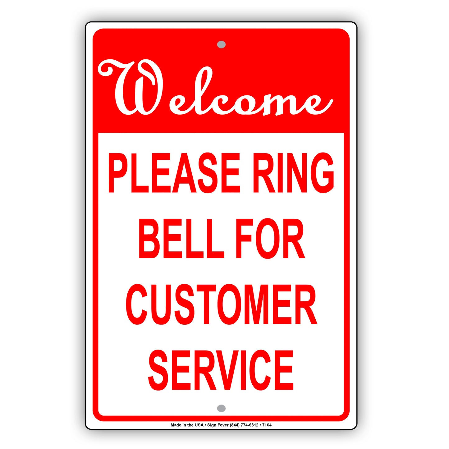 Welcome Please Ring Bell For Customer Service Hotel Aluminum Metal Sign Plate