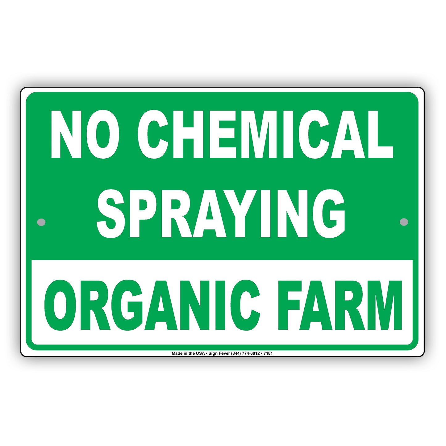No Chemical Spraying Organic Farm Aluminum Metal Sign Plate
