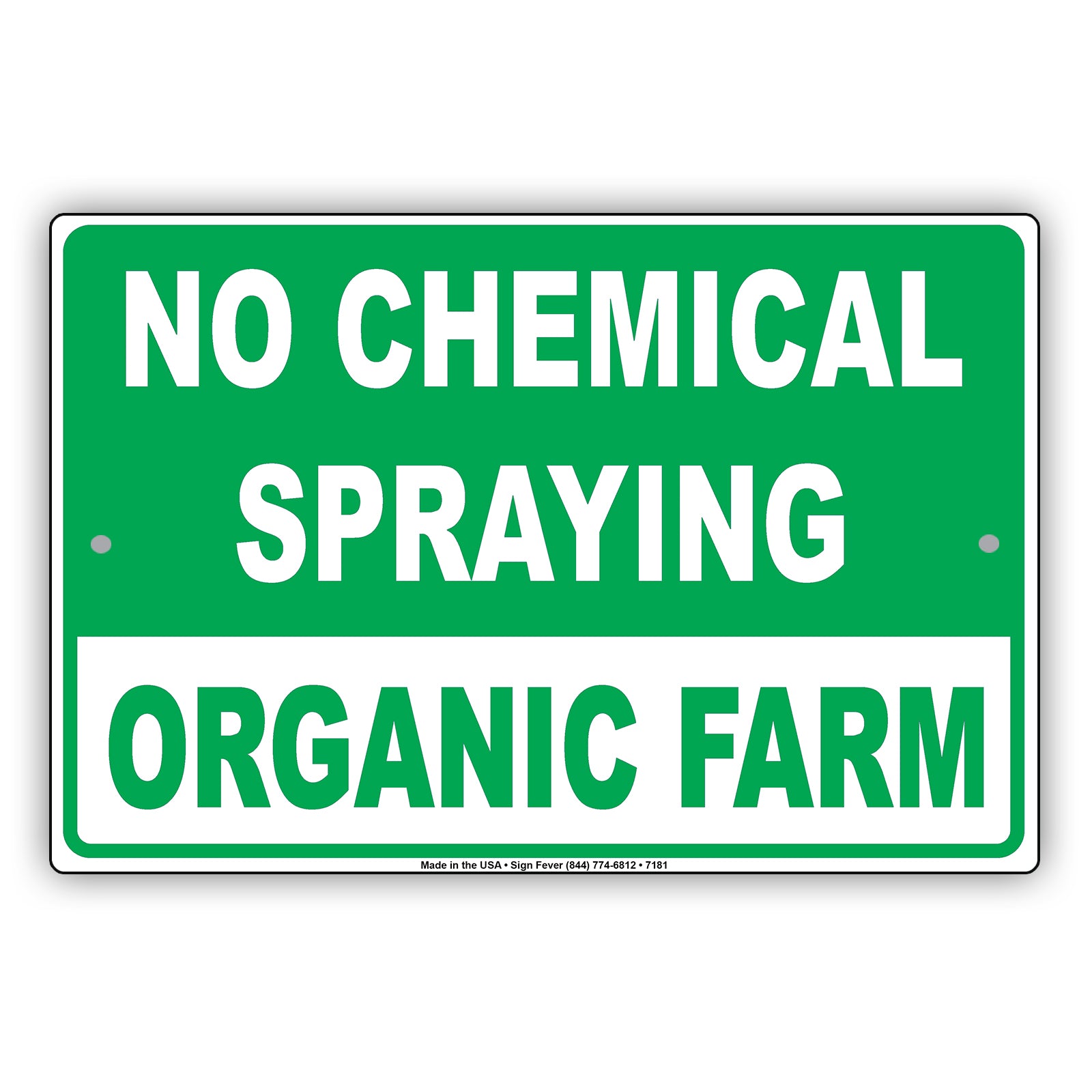 No Chemical Spraying Organic Farm Aluminum Metal Sign Plate