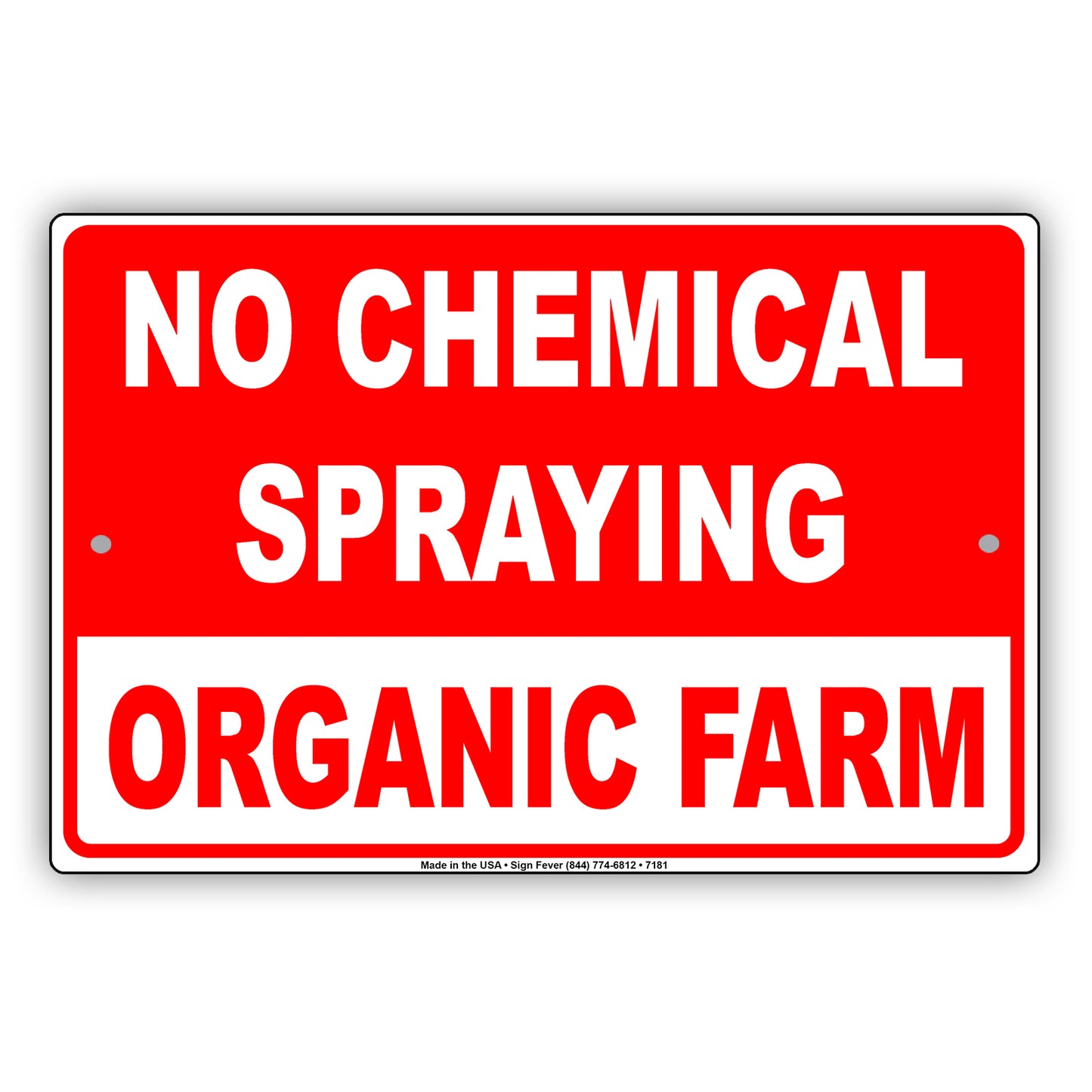No Chemical Spraying Organic Farm Aluminum Metal Sign Plate