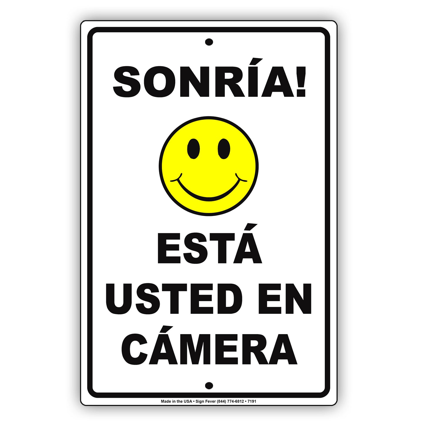 Sonria Esta Usted En Camera Espanol Surveillance Monitoring Aluminum Metal Sign Plate