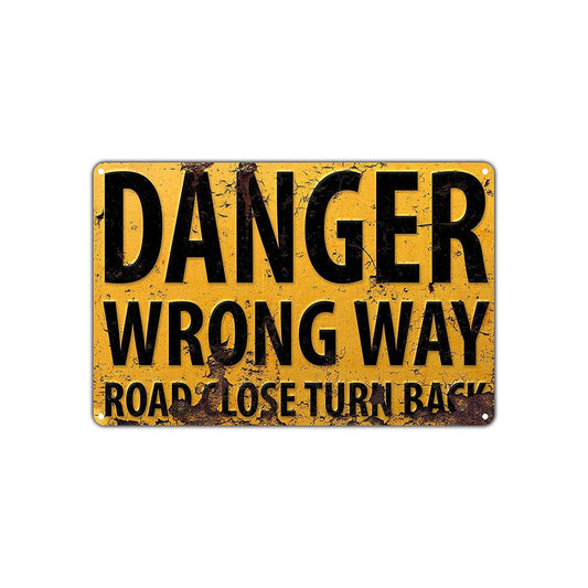 Danger Wrong Way Road Closed Vintage Retro Decor Wall Shop Man Cave Bar Aluminum