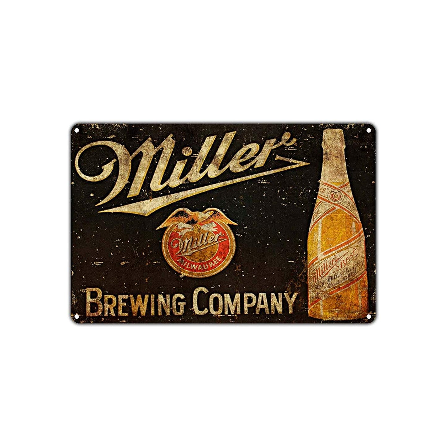 Bottled Miller Brewing Company Milwaukee Beer Vintage Retro Wall Decor Shop Art Pub Bar Aluminum