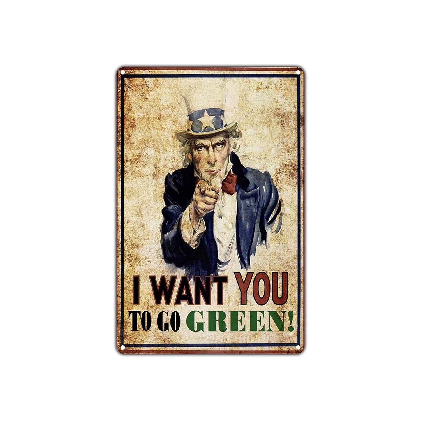 I Want You To Go Green! Uncle Sam Environmental Friendly Recycle Retro Decor Art Shop Bar Aluminum