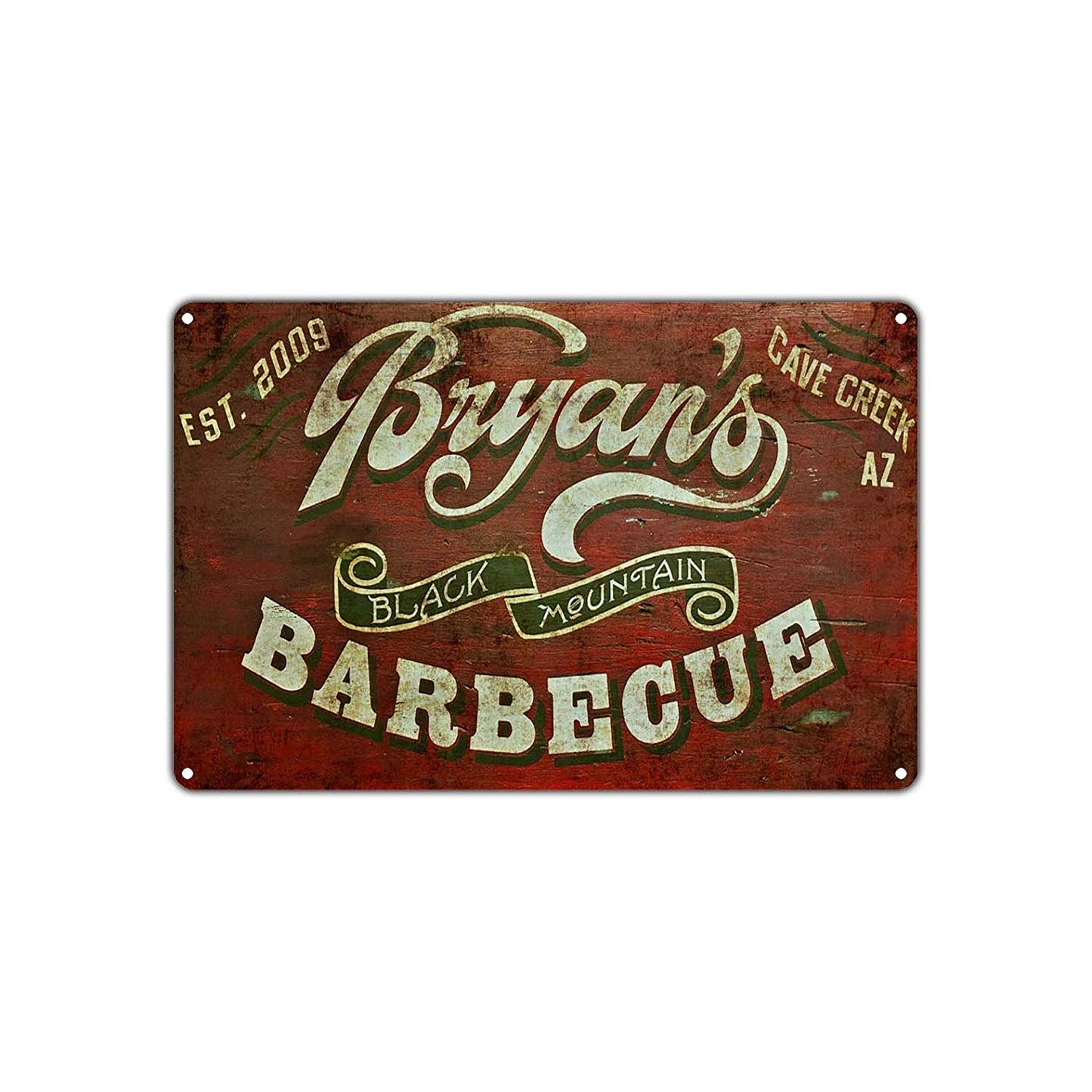 Bryan's Black Mountain Barbecue Established 2009 Vintage Retro Wall Decor Art Shop Garage Aluminum