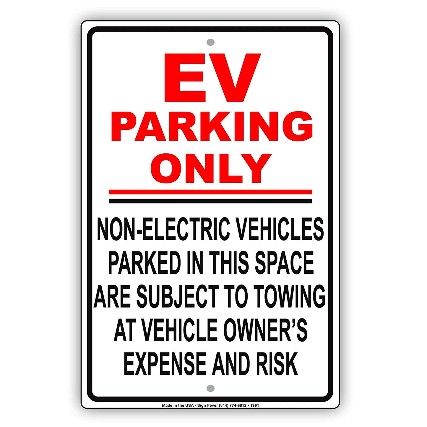 Parking Only Non-Electric Vehicles Parked In This Space Are Subjected To Towing Warning Aluminum