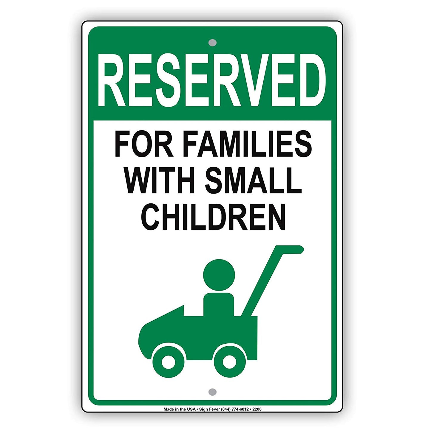 Reserved For Families With Small Children Parking Alert Caution Warning Notice Aluminum