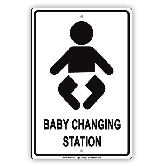 Baby Changing Station With Graphic Designated Restroom Alert Caution Warning Notice Aluminum