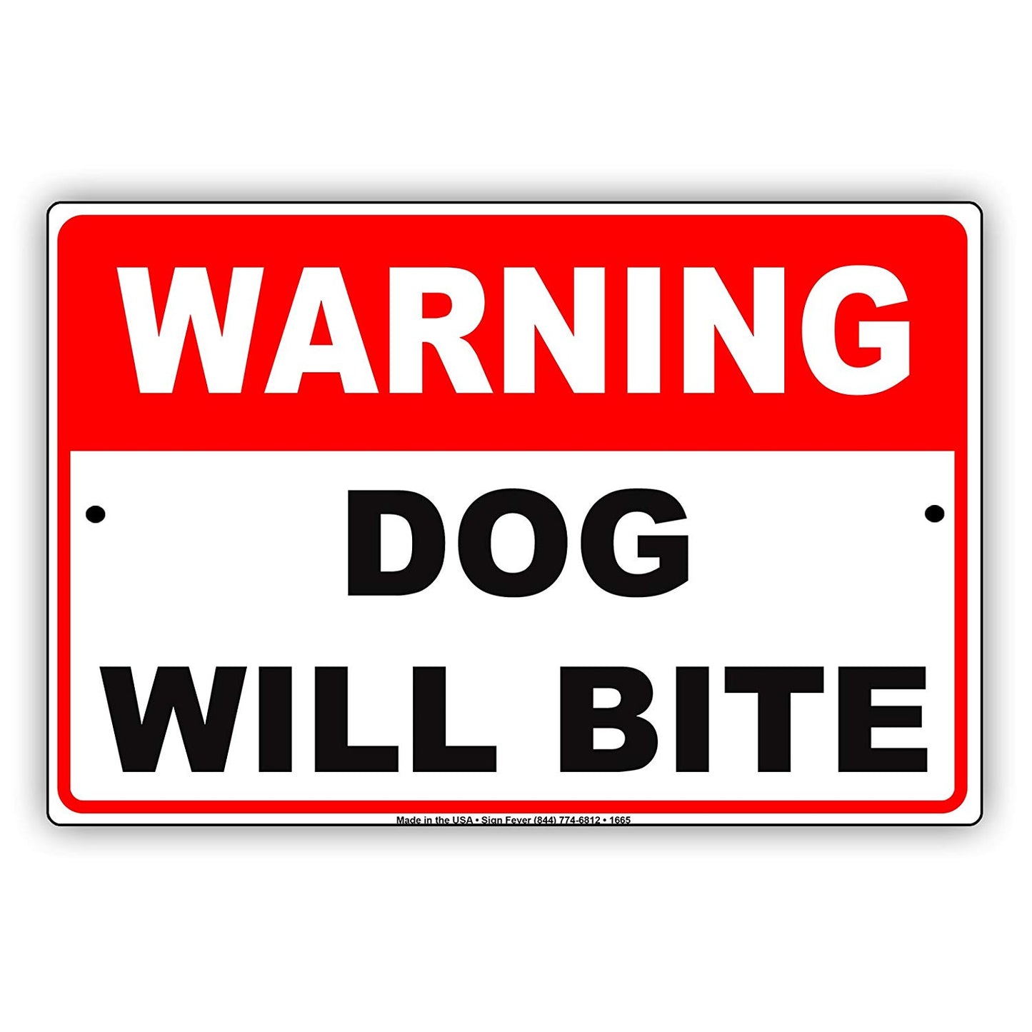 Warning Dog Will Bite Beware Alert Risk Danger Safety Gag Jokes Funny House Caution Notice Aluminum