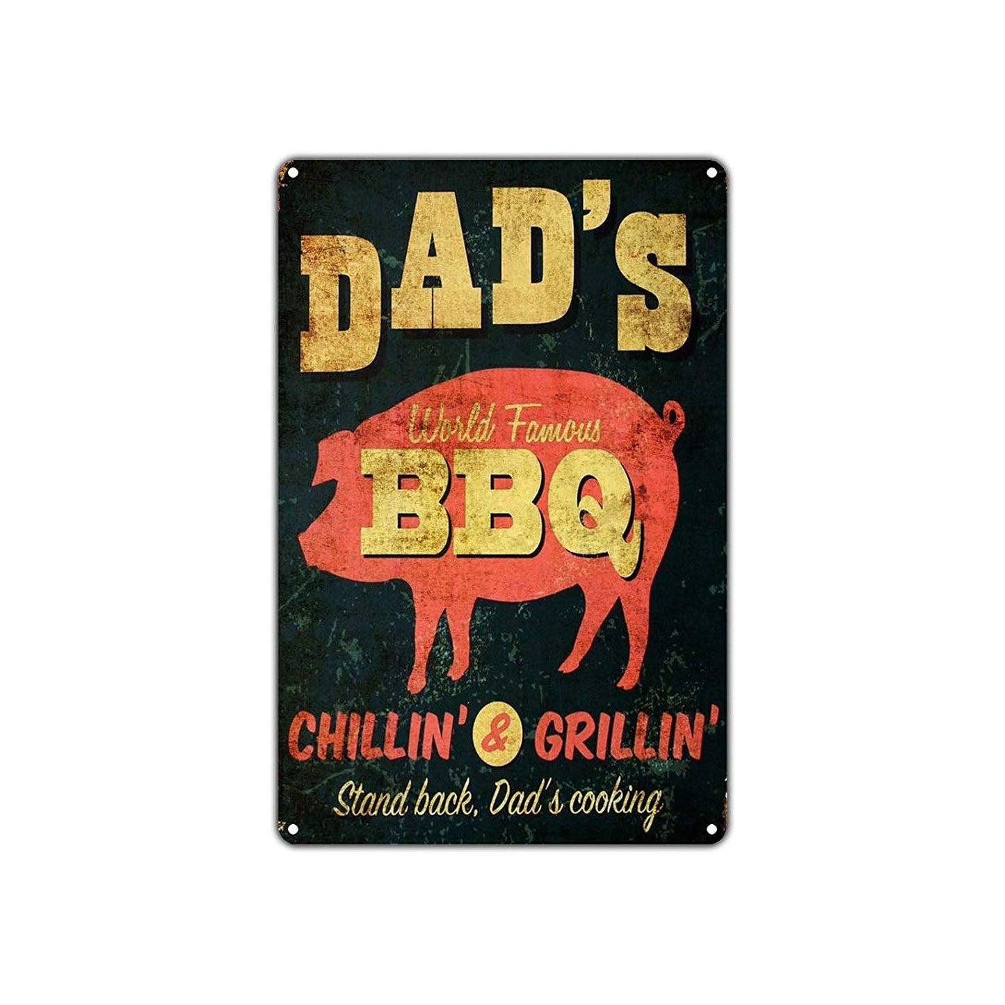 Dad's World Famous BBQ Chillin & Grillin Vintage Retro Novelty Wall Art Shop Man Cave Bar Aluminum